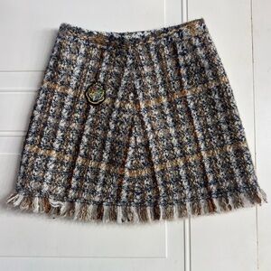 Peacebird Women’s Sz S Tweed Harry Potter Hogwarts Mini Skirt Frayed Fringe